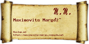 Maximovits Margó névjegykártya